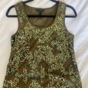 JCrew Olive Sequin Tank, Size 0